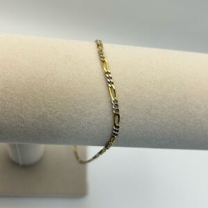 925 Silver Anklet Italy KA 1772 Stamped Very Dainty Two-tone Oval Link